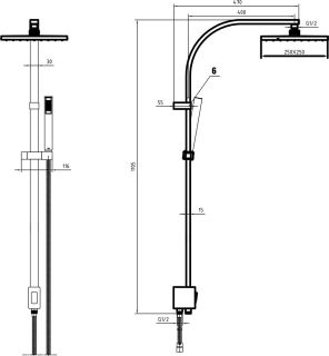 Душевая стойка E.C.A. Tiera 102158012C1EX чёрный